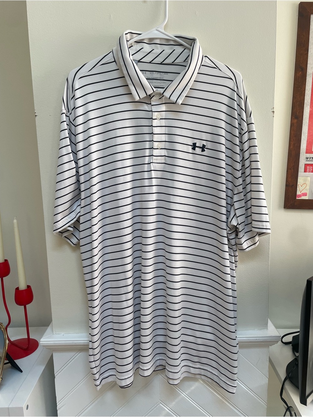 Under Armour Playoff Golf Polo | White & Black Stripe | XXL